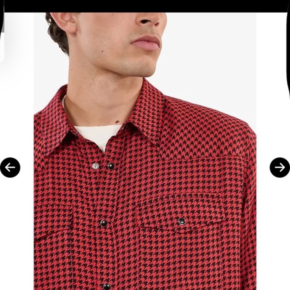 The Kooples Red & Black Houndstooth Button Down Shirt Jacket Over Shirt Size L - Picture 3 of 6